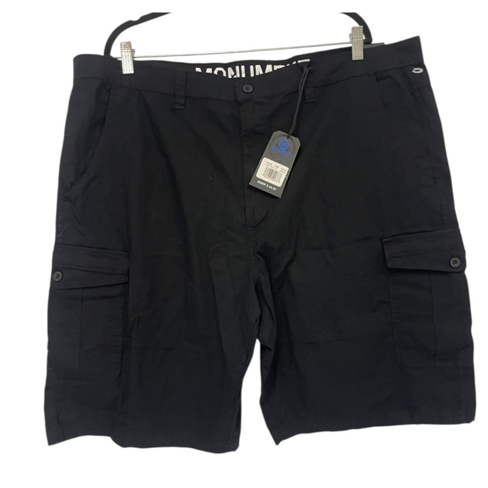 Monument Cargo Shorts Mens Size 44 Classic Black Stretch Mid Rise XNS06BC NWT